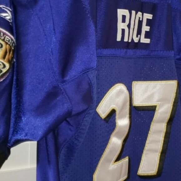 Baltimore Ravens #27 RAY RICE Reebok NFL Jersey Stitched YOUTH LARGE preowned - Picture 11 of 11